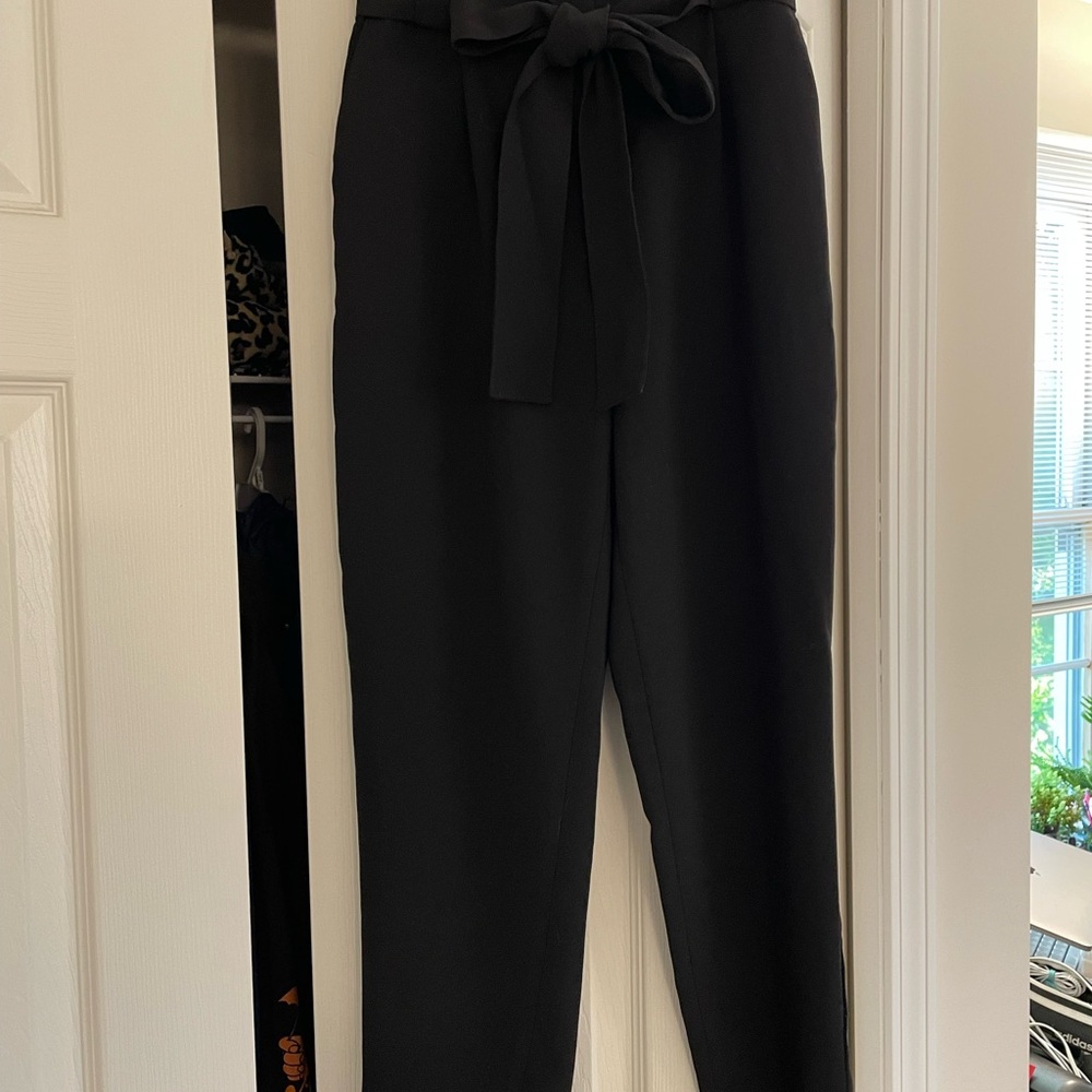 H&M Black Women's Trousers with Tie Waist Size 0